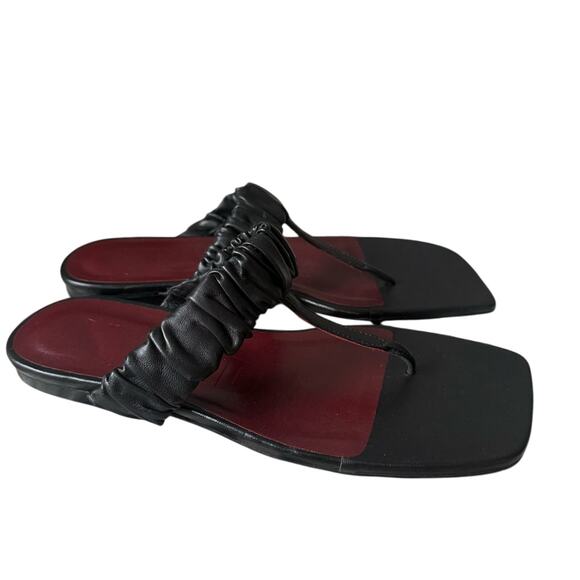 STAUD Shoes - Staud Black Leather Square Toe Sandals Shoes Women's 38 7.5